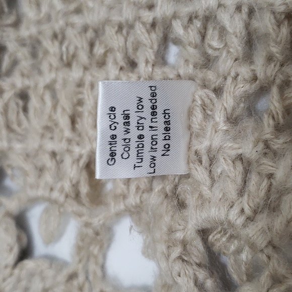 New Beautiful Open Knit Shawl Collar Wrap Fluffy Soft Tan - Picture 6 of 7